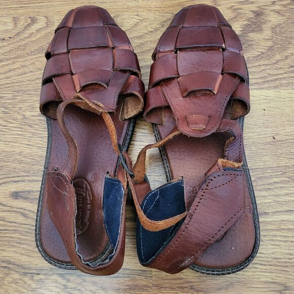 Roma NZ Mens Genuine Leather Sandals US10  UK8 Hollow Out Weave Buckle Casual - Picture 2 of 10
